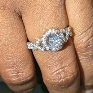 3.15 Ctw Round Moissanite Twisted Band Engagement 14k White gold Plated Ring